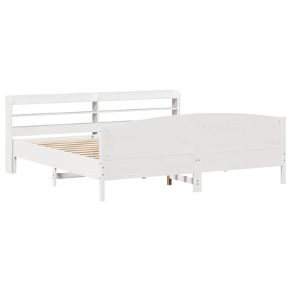 Cadre de lit sans matelas blanc 200x200 cm bois massif de pin