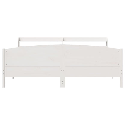 Cadre de lit sans matelas blanc 200x200 cm bois massif de pin