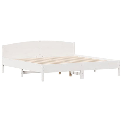 Cadre de lit sans matelas blanc 200x200 cm bois massif de pin