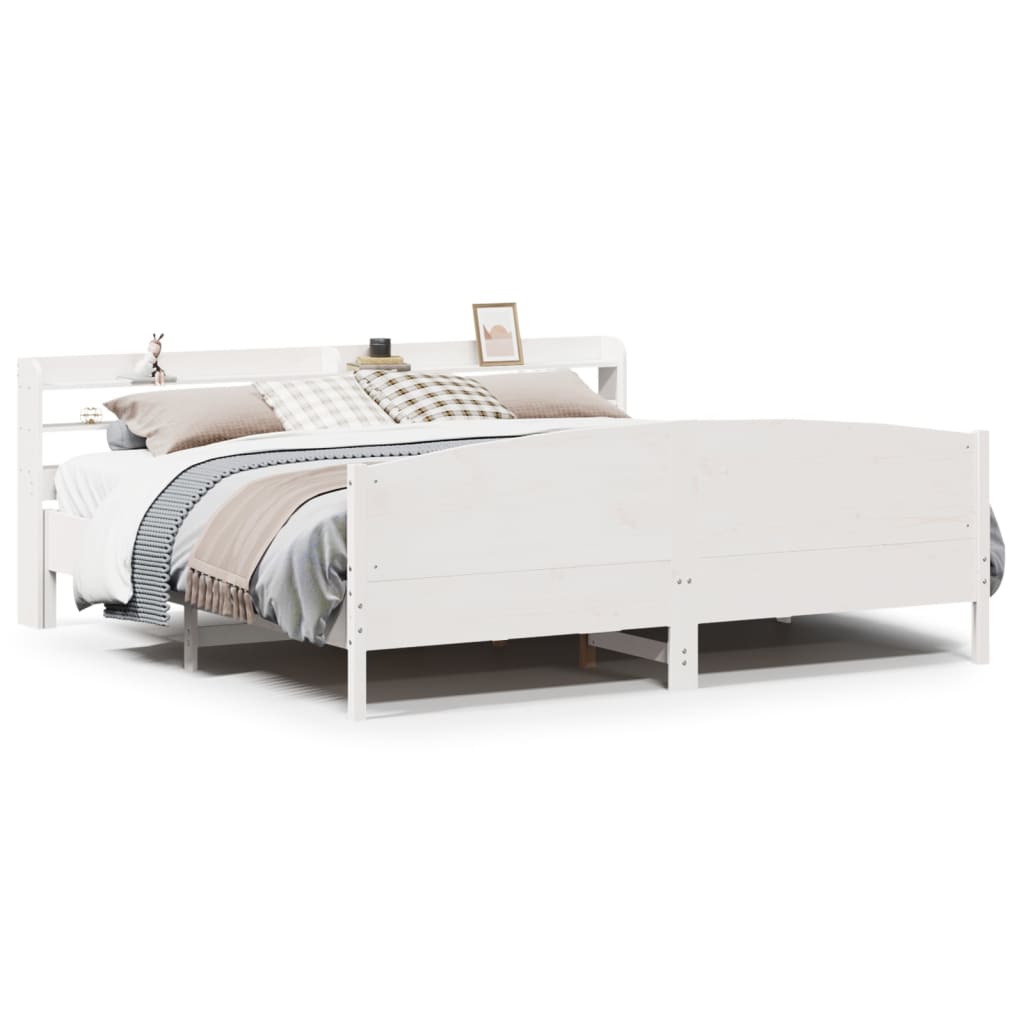 Cadre de lit sans matelas blanc 180x200 cm bois massif de pin