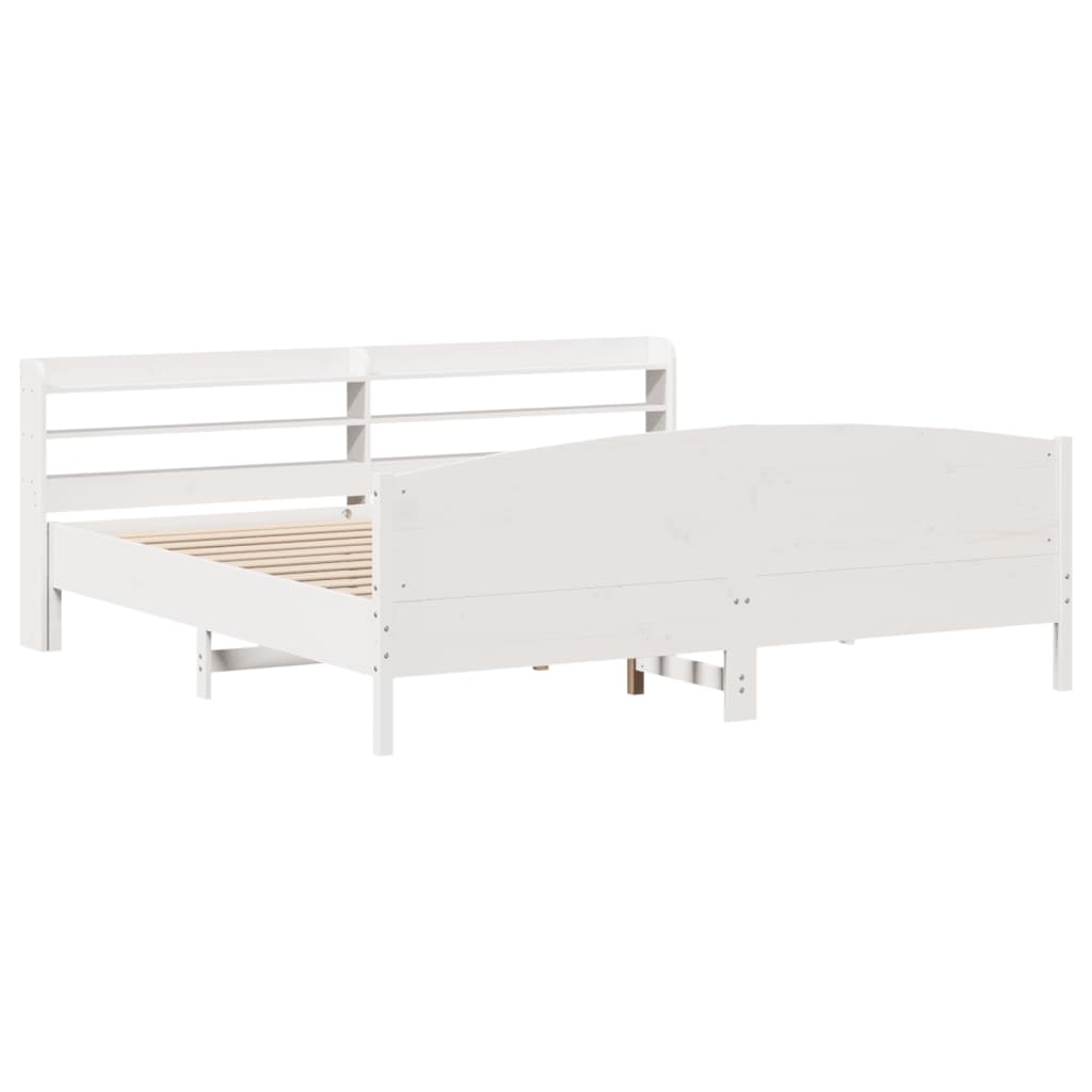 Cadre de lit sans matelas blanc 180x200 cm bois massif de pin