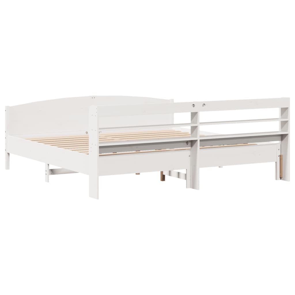 Cadre de lit sans matelas blanc 180x200 cm bois massif de pin