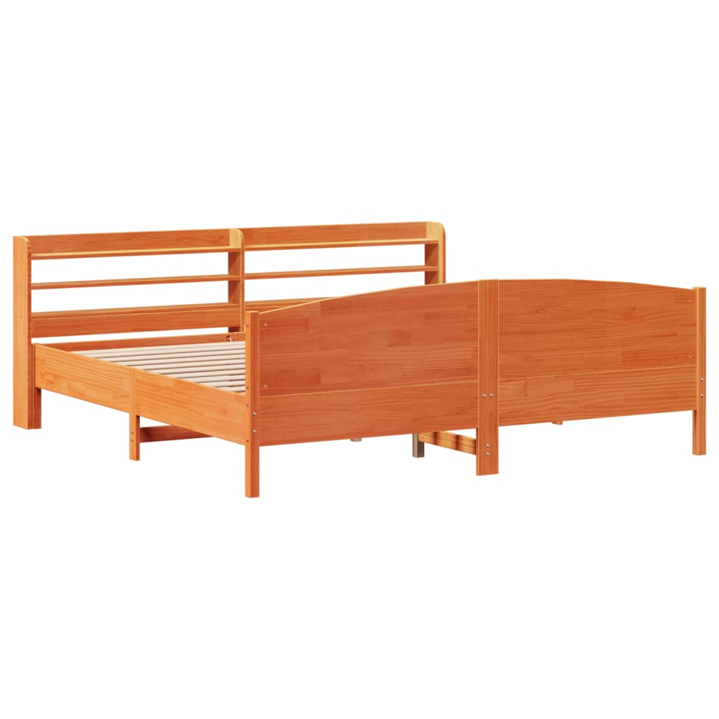 Cadre de lit sans matelas cire marron 180x200cm bois pin massif