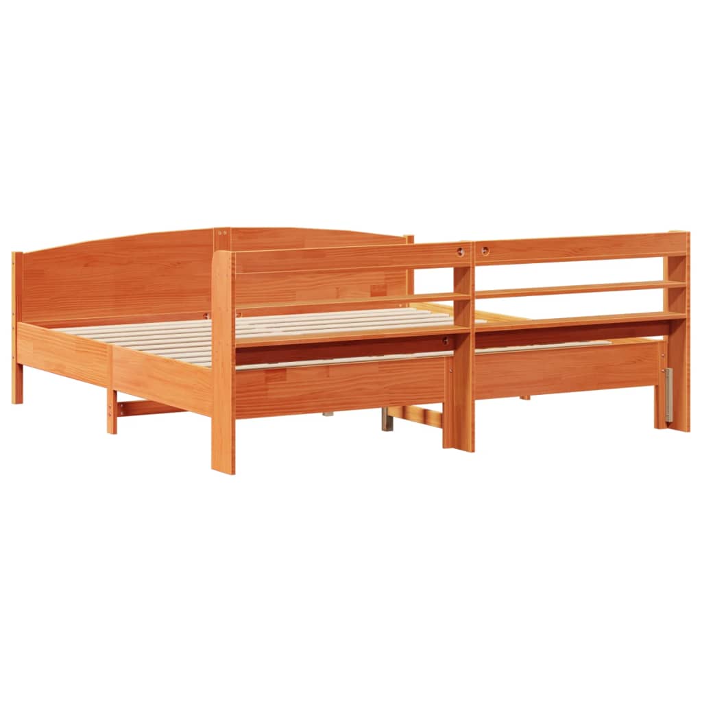 Cadre de lit sans matelas cire marron 180x200cm bois pin massif