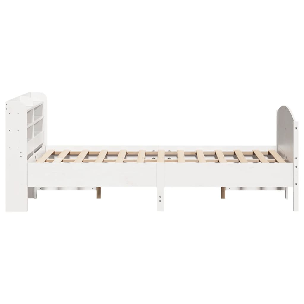 Cadre de lit sans matelas blanc 160x200 cm bois de pin massif