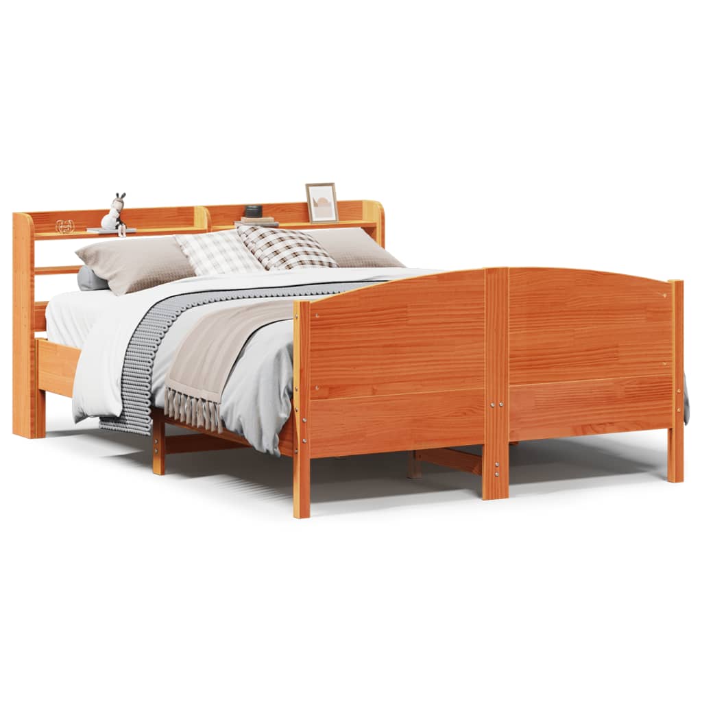 Cadre de lit sans matelas cire marron 160x200cm bois pin massif