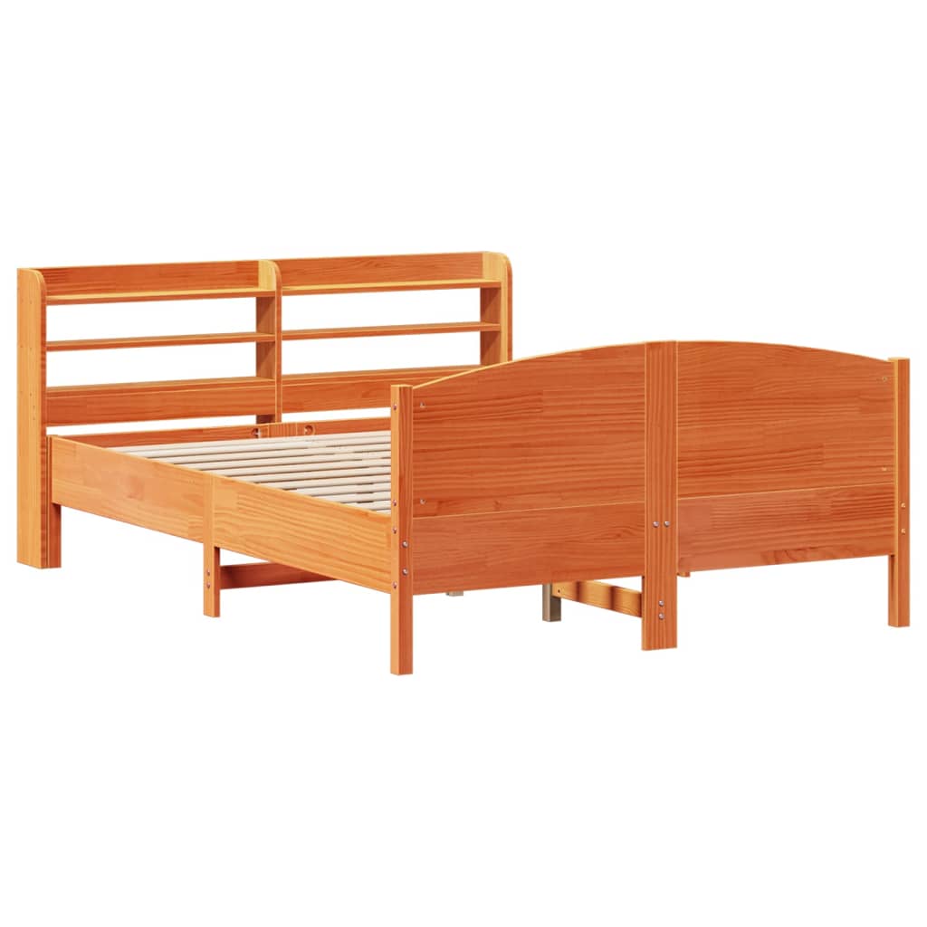 Cadre de lit sans matelas cire marron 140x200cm bois pin massif