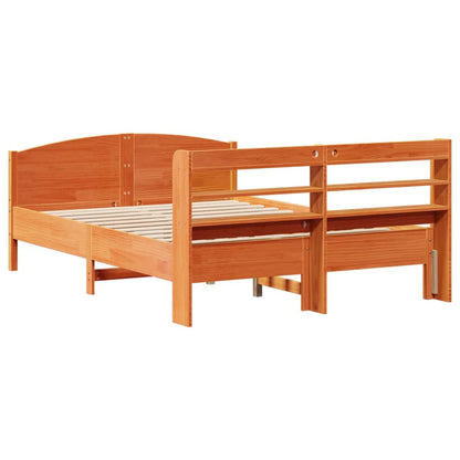 Cadre de lit sans matelas cire marron 140x200cm bois pin massif