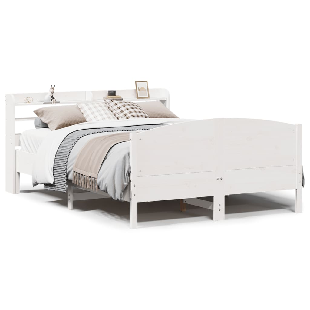 Cadre de lit sans matelas blanc 135x190 cm bois de pin massif