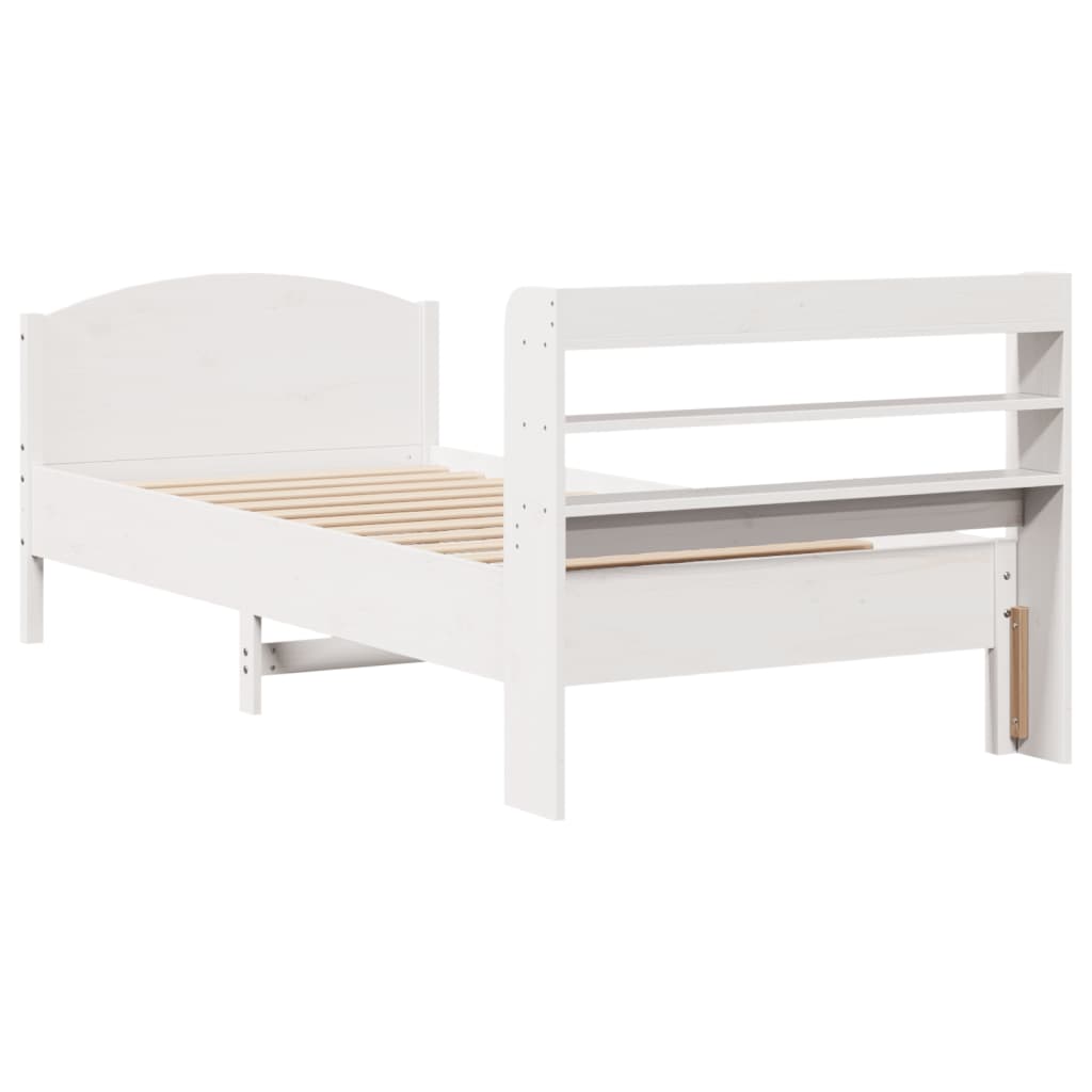 Cadre de lit sans matelas blanc 75x190 cm bois de pin massif