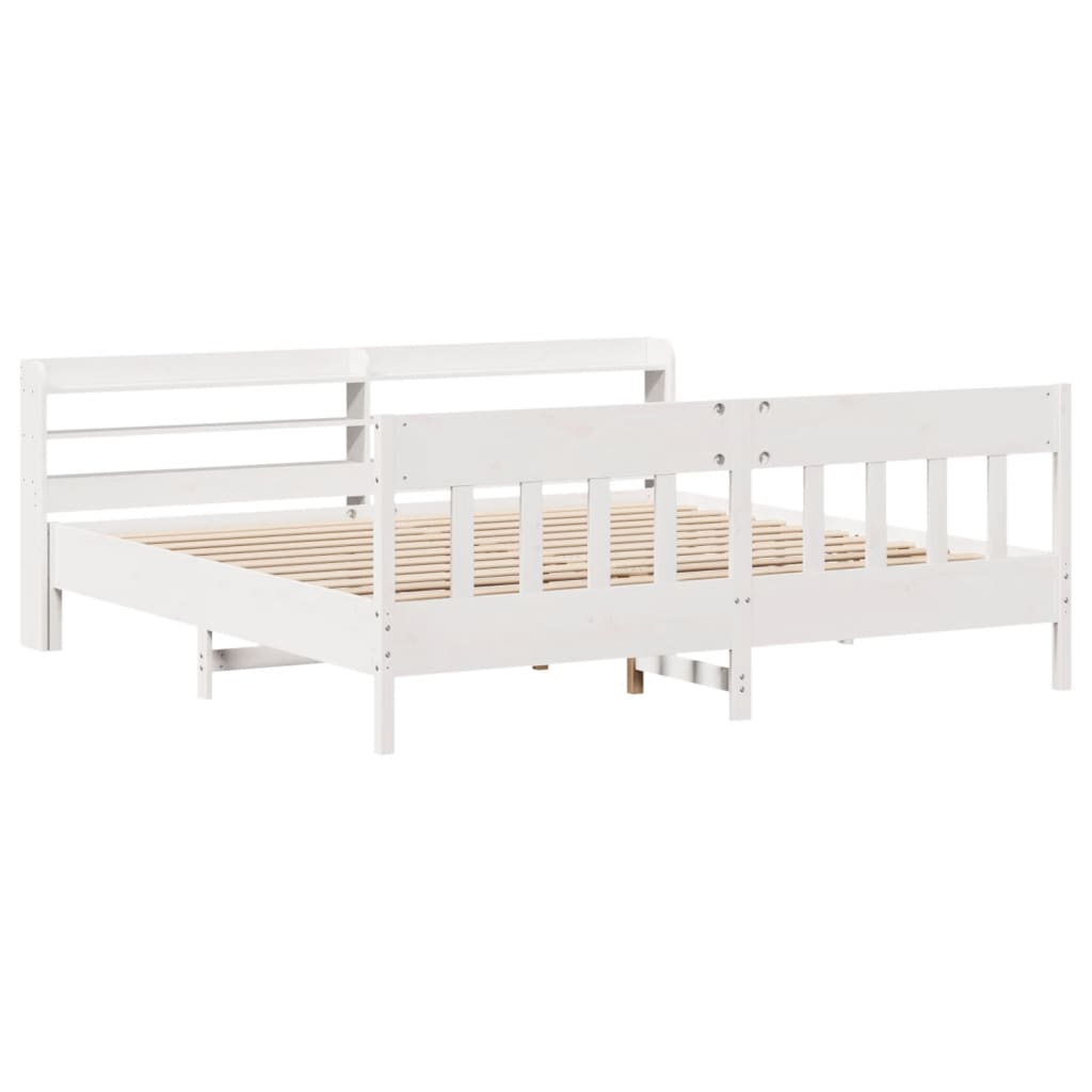 Cadre de lit sans matelas blanc 200x200 cm bois massif de pin