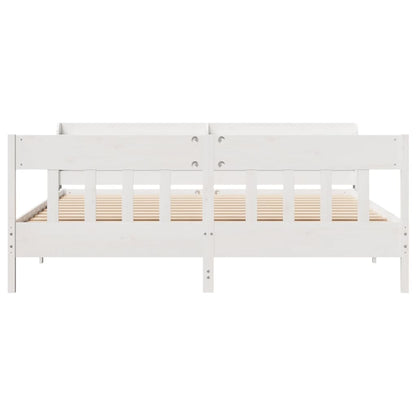 Cadre de lit sans matelas blanc 200x200 cm bois massif de pin