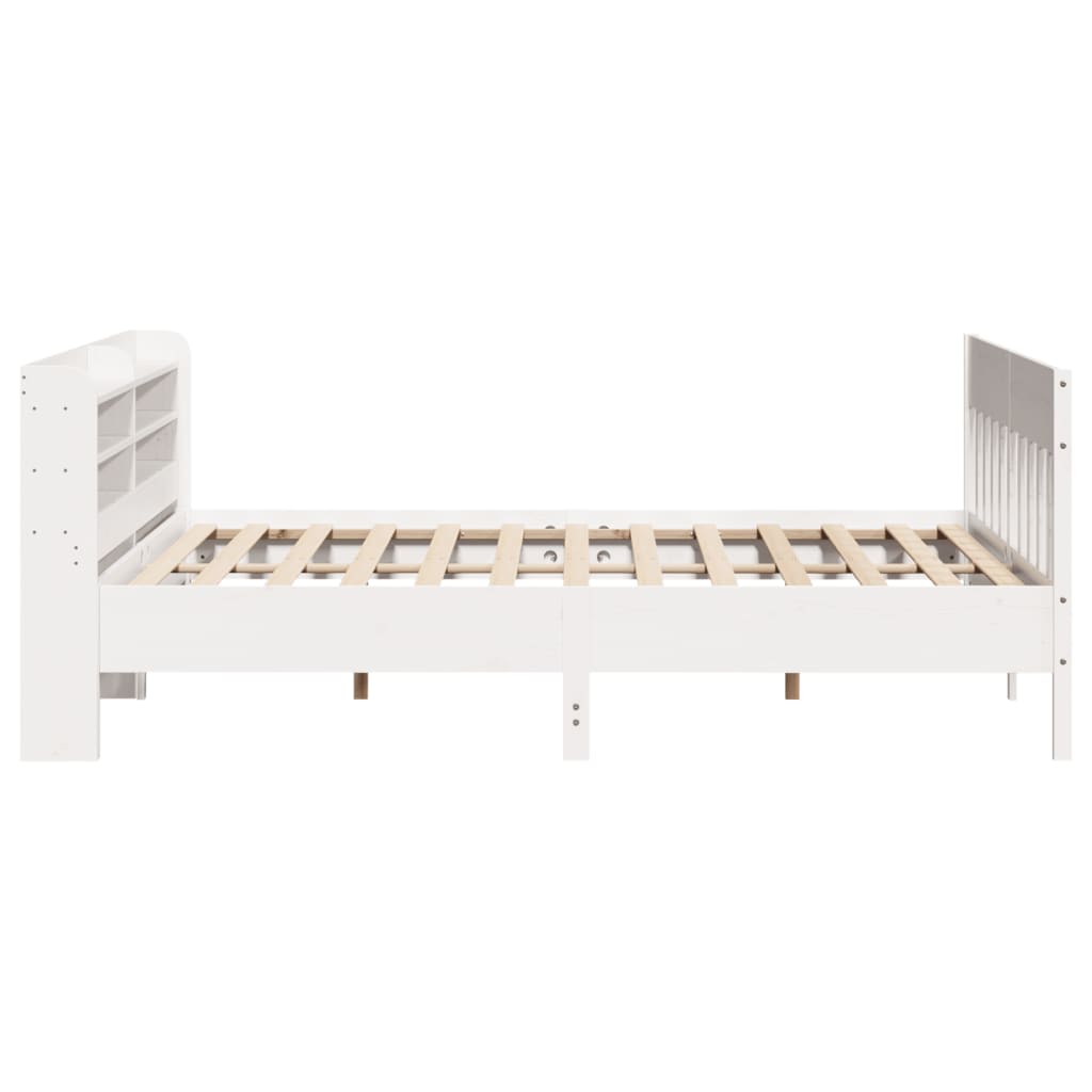 Cadre de lit sans matelas blanc 200x200 cm bois massif de pin