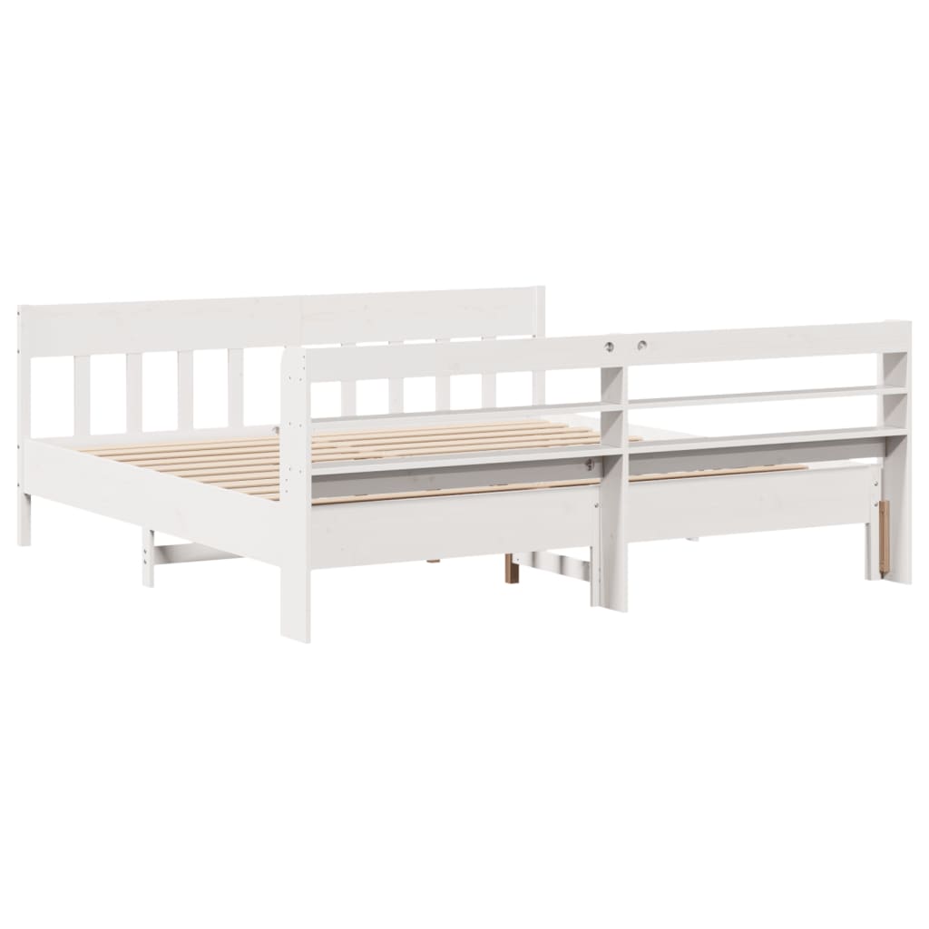 Cadre de lit sans matelas blanc 200x200 cm bois massif de pin