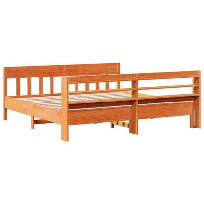 Cadre de lit sans matelas cire marron 180x200cm bois pin massif