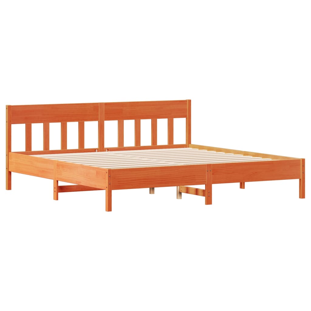 Cadre de lit sans matelas cire marron 180x200cm bois pin massif