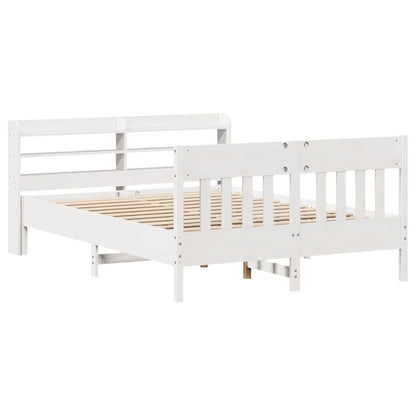 Cadre de lit sans matelas blanc 160x200 cm bois de pin massif