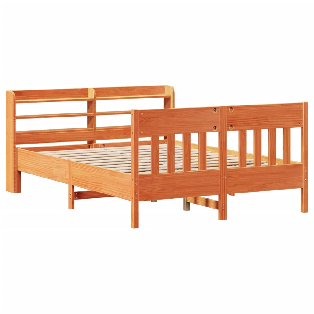 Cadre de lit sans matelas cire marron 160x200cm bois pin massif