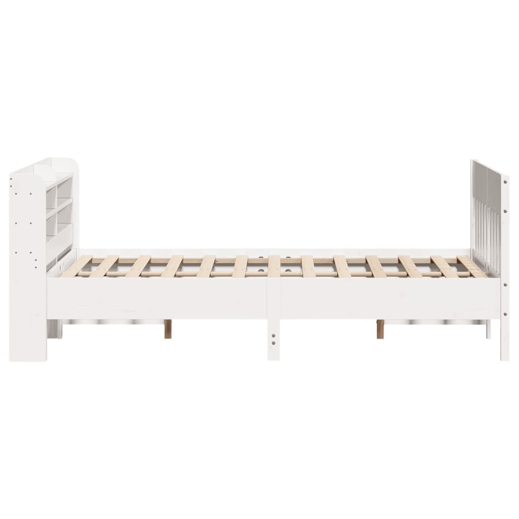 Cadre de lit sans matelas blanc 150x200 cm bois de pin massif