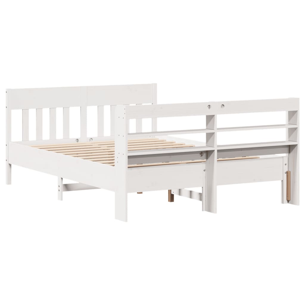 Cadre de lit sans matelas blanc 150x200 cm bois de pin massif