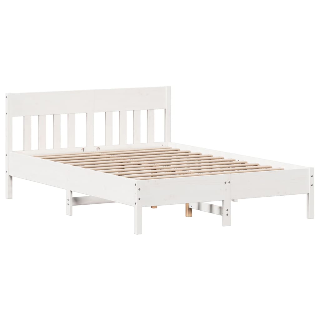 Cadre de lit sans matelas blanc 150x200 cm bois de pin massif