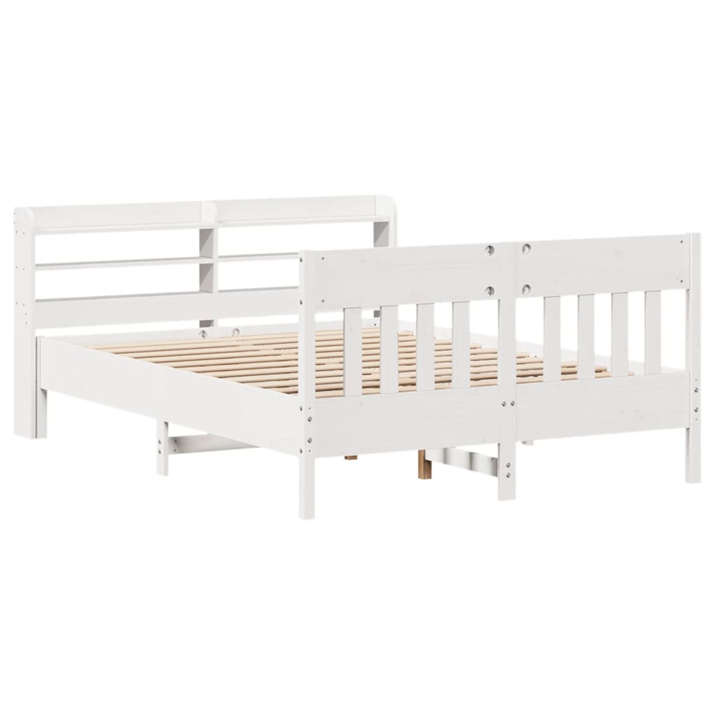 Cadre de lit sans matelas blanc 120x200 cm bois de pin massif