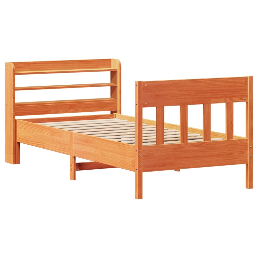 Cadre de lit sans matelas cire marron 100x200cm bois pin massif