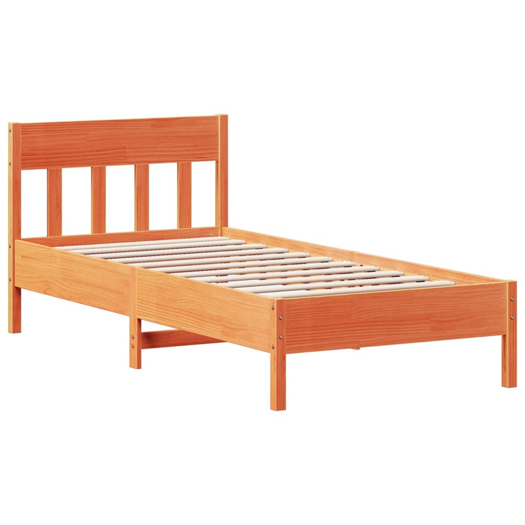 Cadre de lit sans matelas cire marron 100x200cm bois pin massif