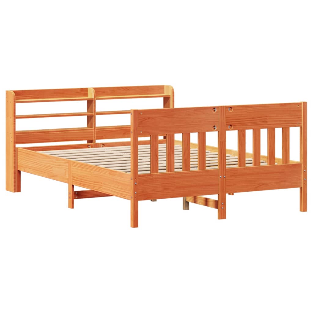 Cadre de lit sans matelas cire marron 140x190cm bois pin massif