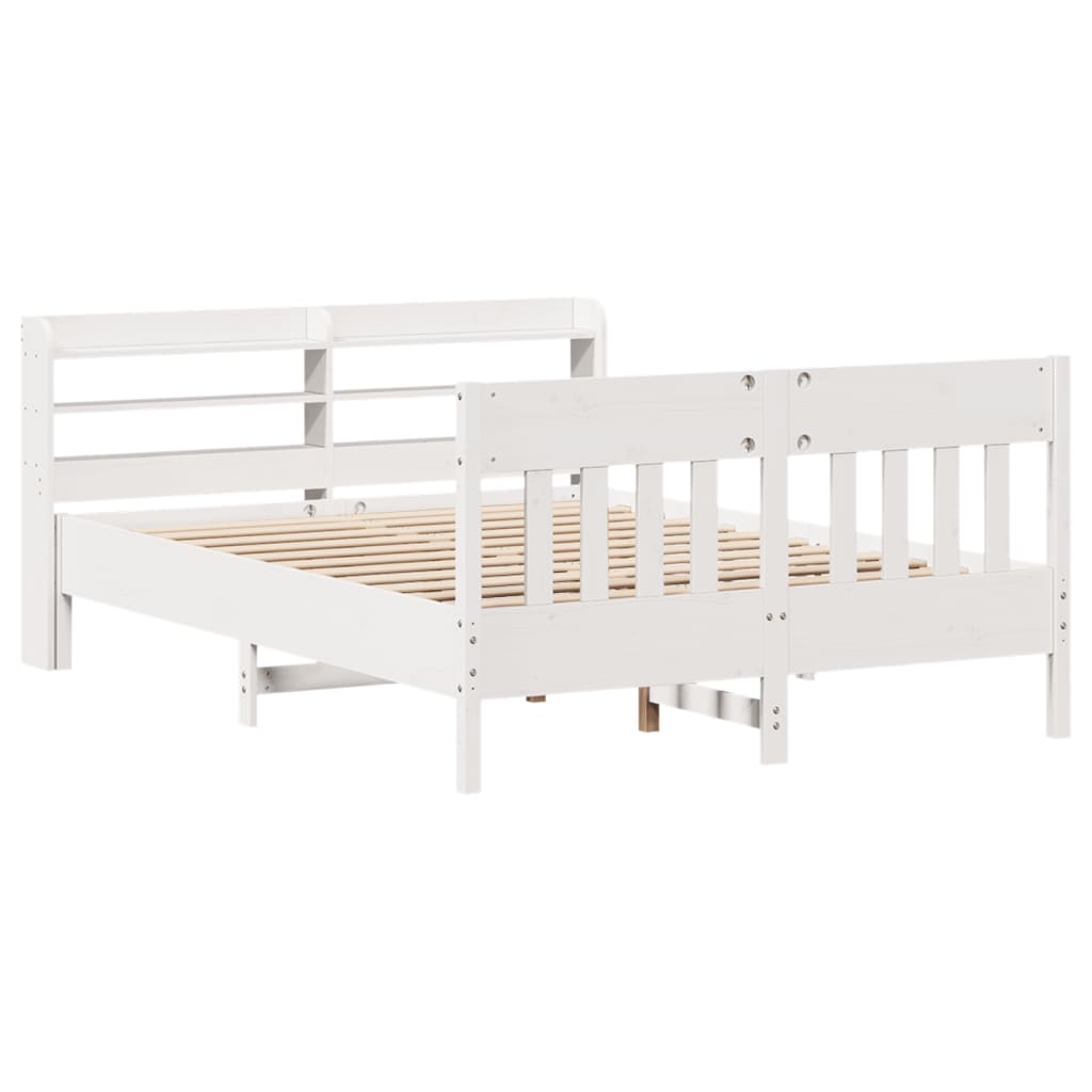 Cadre de lit sans matelas blanc 135x190 cm bois de pin massif