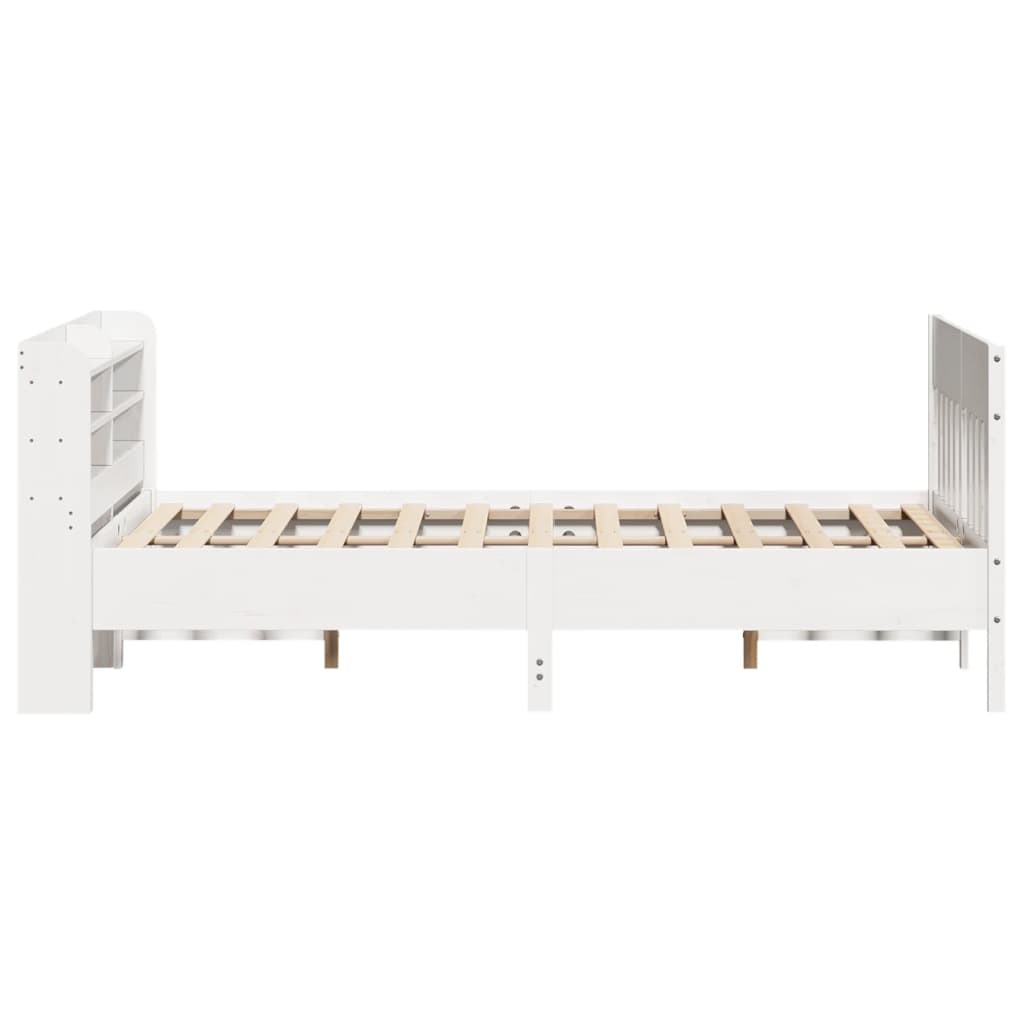 Cadre de lit sans matelas blanc 135x190 cm bois de pin massif