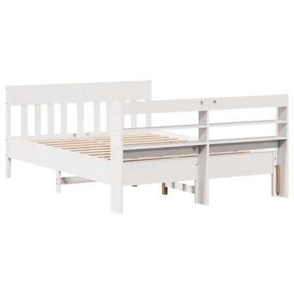 Cadre de lit sans matelas blanc 135x190 cm bois de pin massif