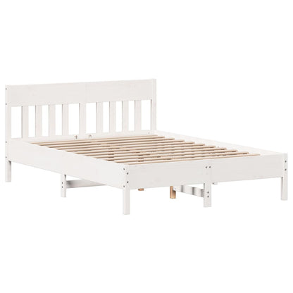 Cadre de lit sans matelas blanc 135x190 cm bois de pin massif