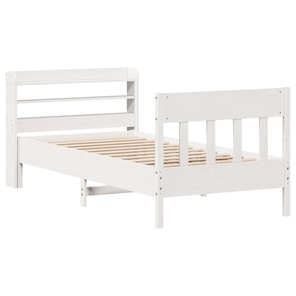 Cadre de lit sans matelas blanc 75x190 cm bois de pin massif