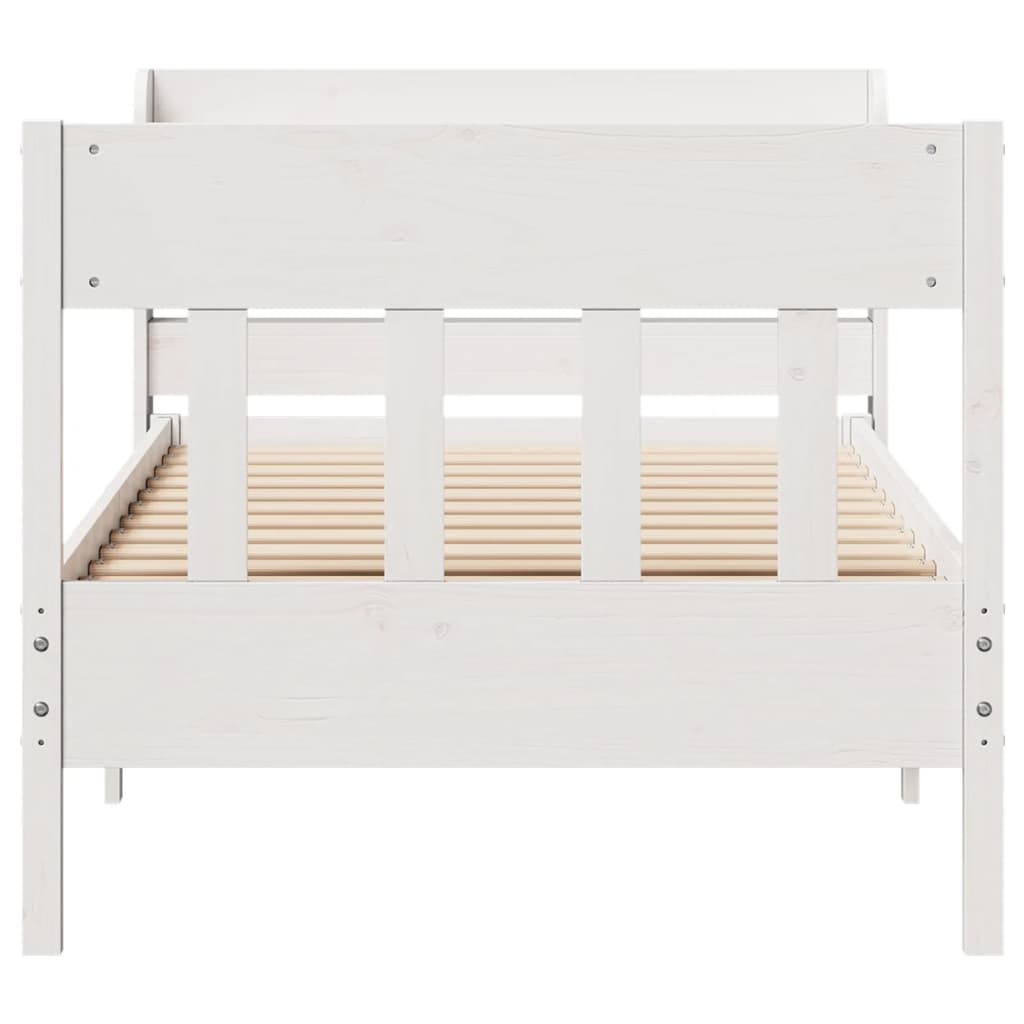 Cadre de lit sans matelas blanc 75x190 cm bois de pin massif