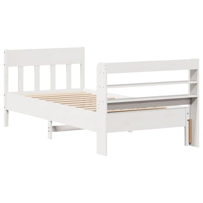 Cadre de lit sans matelas blanc 75x190 cm bois de pin massif