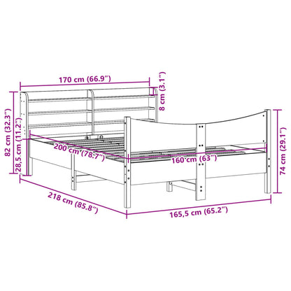 Cadre de lit avec tête de lit blanc 160x200 cm bois pin massif