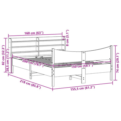 Cadre de lit avec tête de lit blanc 150x200 cm bois pin massif