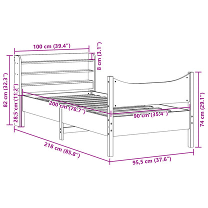 Cadre de lit avec tête de lit cire marron 90x200 cm bois de pin