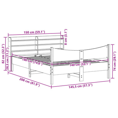 Cadre de lit avec tête de lit 140x190 cm bois de pin massif