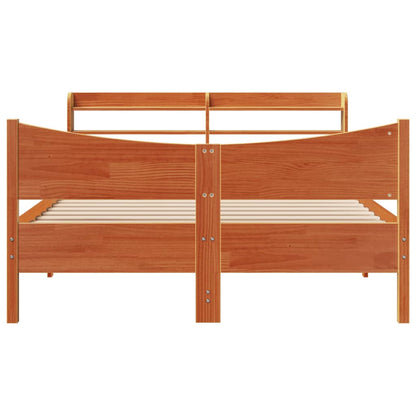 Cadre de lit avec tête de lit cire marron 140x190cm bois de pin