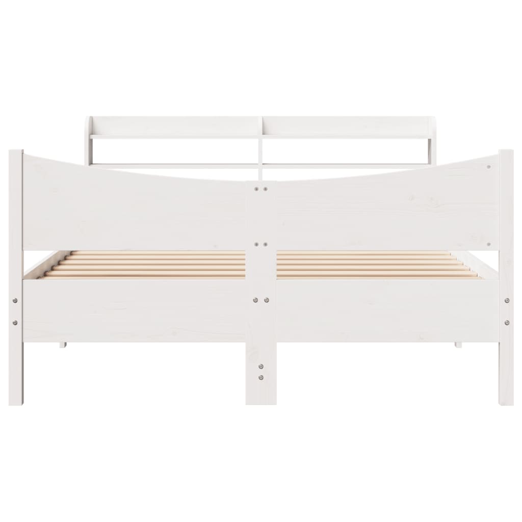 Cadre de lit avec tête de lit blanc 135x190 cm bois pin massif