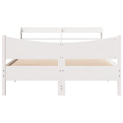 Cadre de lit avec tête de lit blanc 135x190 cm bois pin massif