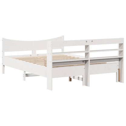 Cadre de lit avec tête de lit blanc 135x190 cm bois pin massif