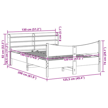 Cadre de lit avec tête de lit blanc 120x190 cm bois pin massif