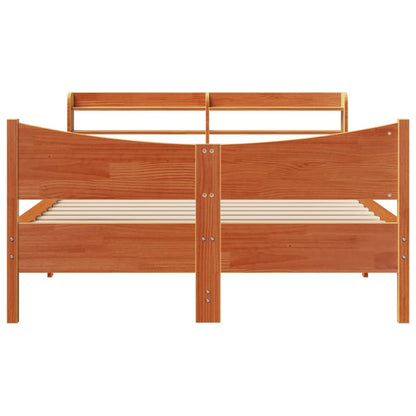 Cadre de lit avec tête de lit cire marron 120x190cm bois de pin