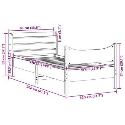 Cadre de lit avec tête de lit blanc 75x190cm bois de pin massif