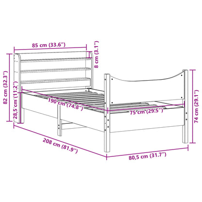 Cadre de lit avec tête de lit cire marron 75x190 cm bois de pin