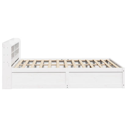 Cadre de lit avec tête de lit blanc 135x190 cm bois pin massif