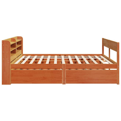 Cadre de lit sans matelas cire marron 200x200cm bois pin massif